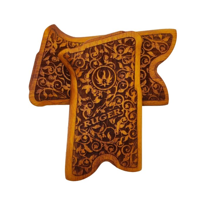 P91 Wooden Pistol Grip Handmade (Enraved Logo Amber | Flower Series)