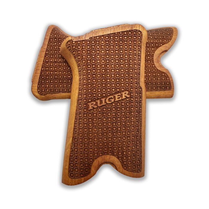 P91 Wooden Pistol Grip Handmade (Enraved Logo Amber | Tactical)