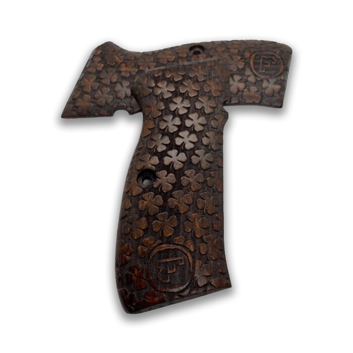 Beech Wood Cz 75 Grips - Embossed Clover Pattern - Image 3