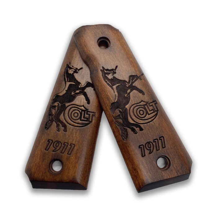 1911 Engraved Colt Logo Grips - Beechwood With Detailed Etching - Image 4