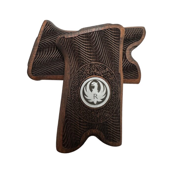 P91 Wooden Pistol Grip Handmade (Metal Logo Walnut | Wave)