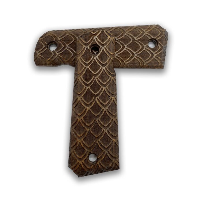 Beech Wood Pistol Grip For 1911 - Armored Scales Pattern - Image 3