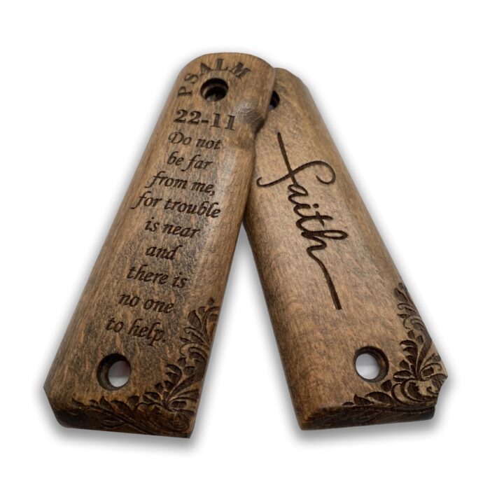 Beech Wood Grips For 1911 – Scrollwork And Leaf Border - Image 4