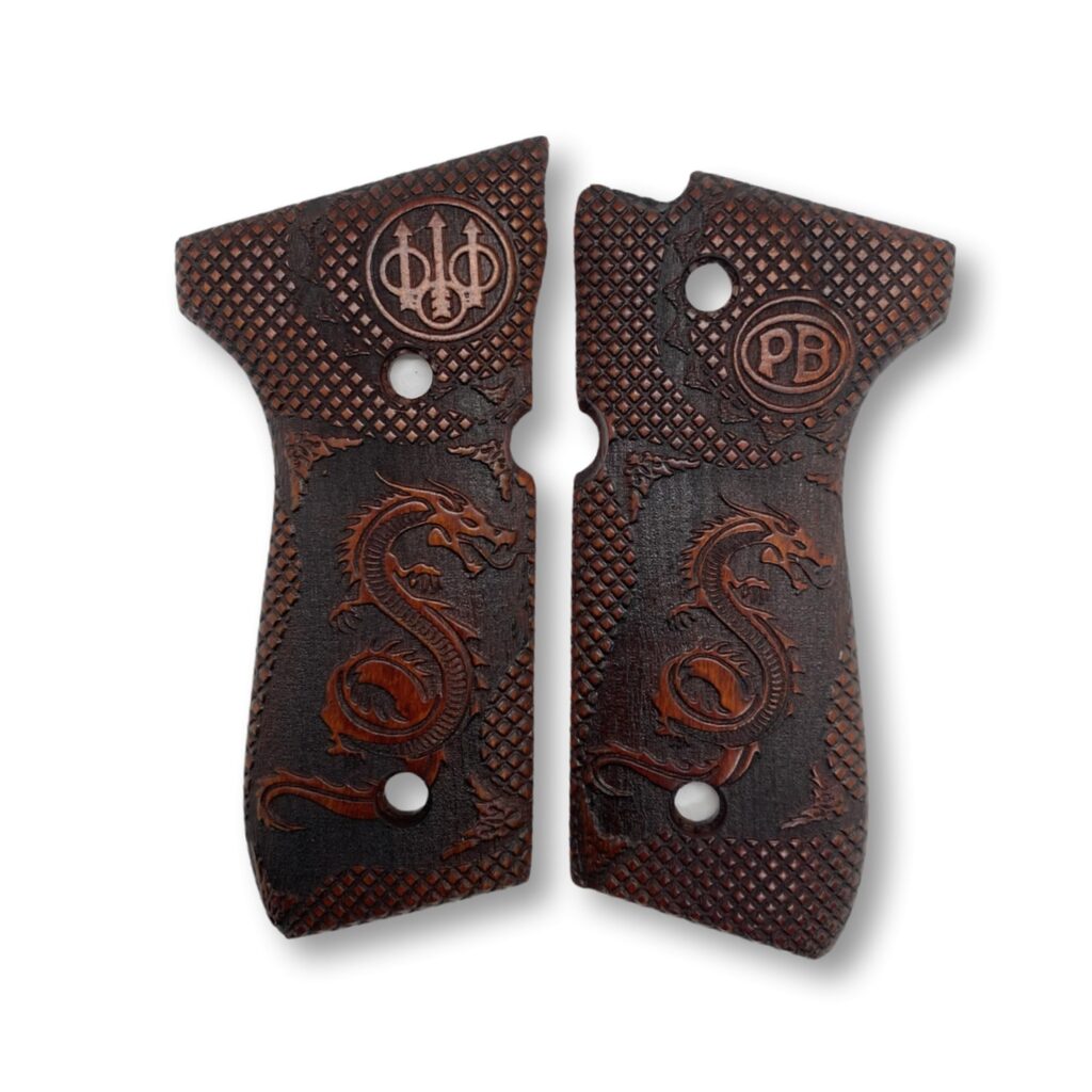 Mythical Dragon & Monogram Beechwood Grips - Power and Personalization Collide