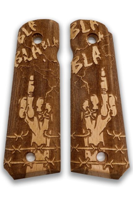 1911 Rebellious Peace Sign & Stars Beechwood Grips