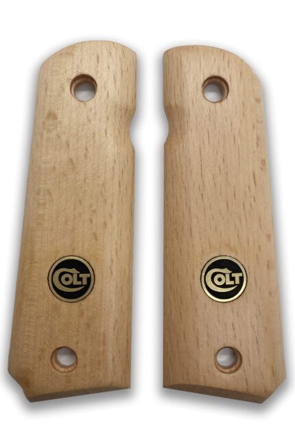 1911 Colt Logo Grips - Natural Beechwood with Bold Emblem