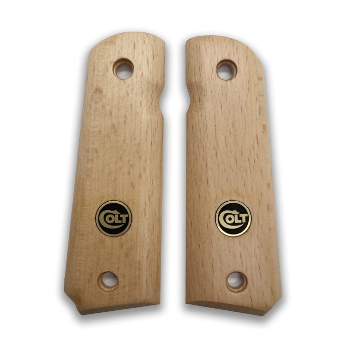 1911 Colt Logo Grips - Natural Beechwood With Bold Emblem