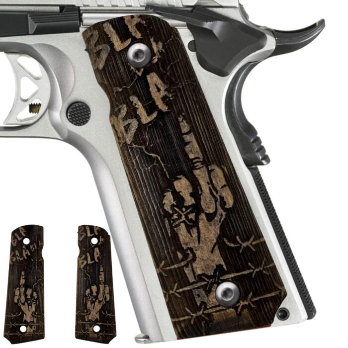 Tribal Spirit And Symbols Design - Beech Wood 1911 Grips
