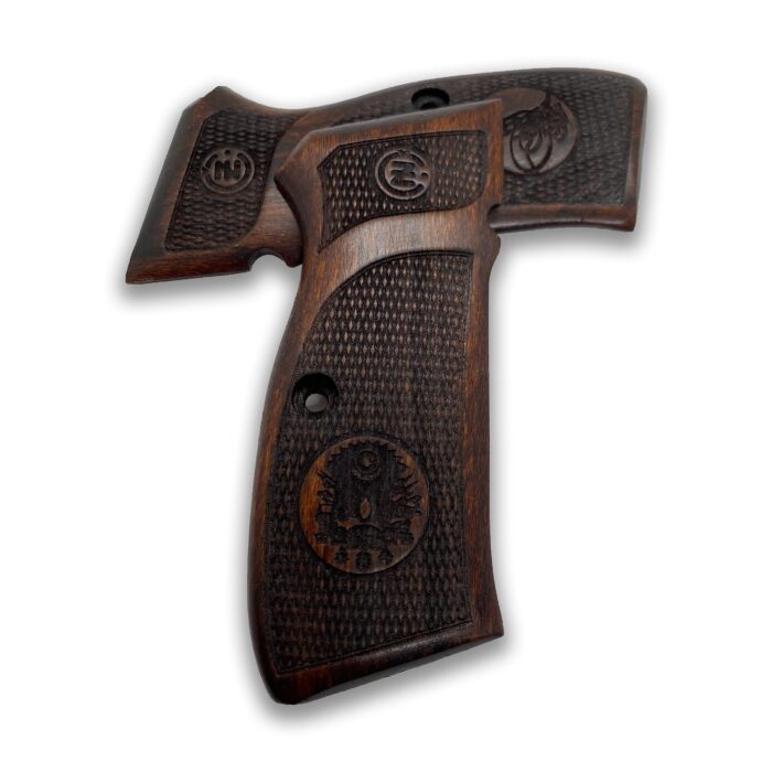 Beech Wood Cz 75 Grips - Fine Grid Pattern With Emblems - Image 3