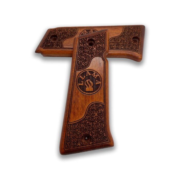 Beech Wood Pistol Grip For Llama 9Mm – Speckled Texture With Central Emblem - Image 3