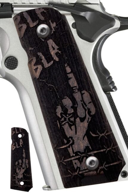 Tribal Mask with Bold Geometric Designs - Beech Wood 1911 Grips