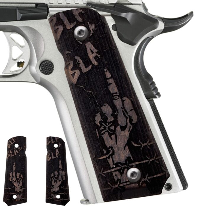 Tribal Mask With Bold Geometric Designs - Beech Wood 1911 Grips