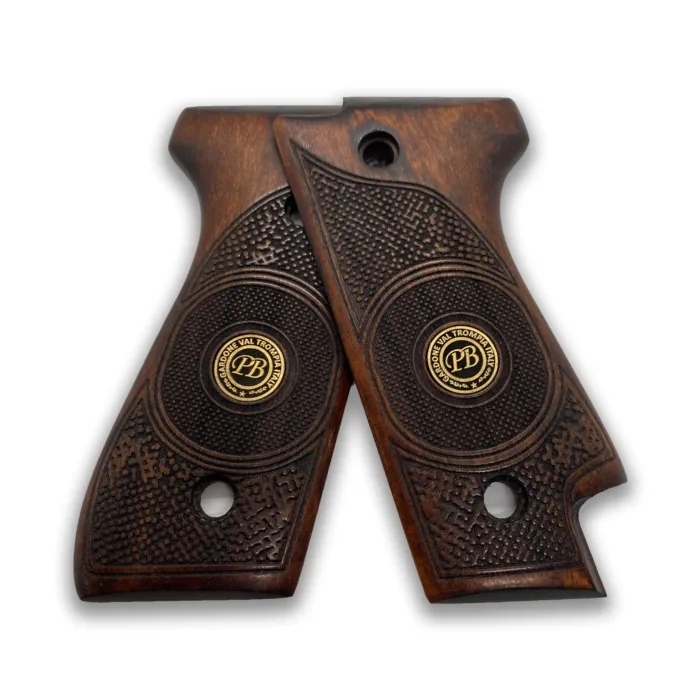 Beech Wood Pistol Grip For Beretta 92S Classic  – Engraved Initials &Amp; Floral Motifs - Image 4