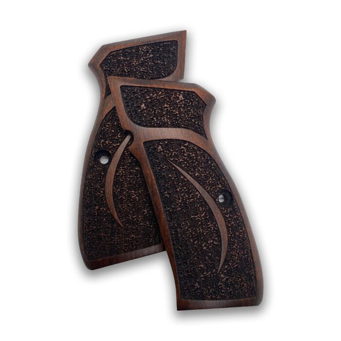 Beech Wood Cz 75 Grips - Crackled Texture With Elegant Borders - Image 2