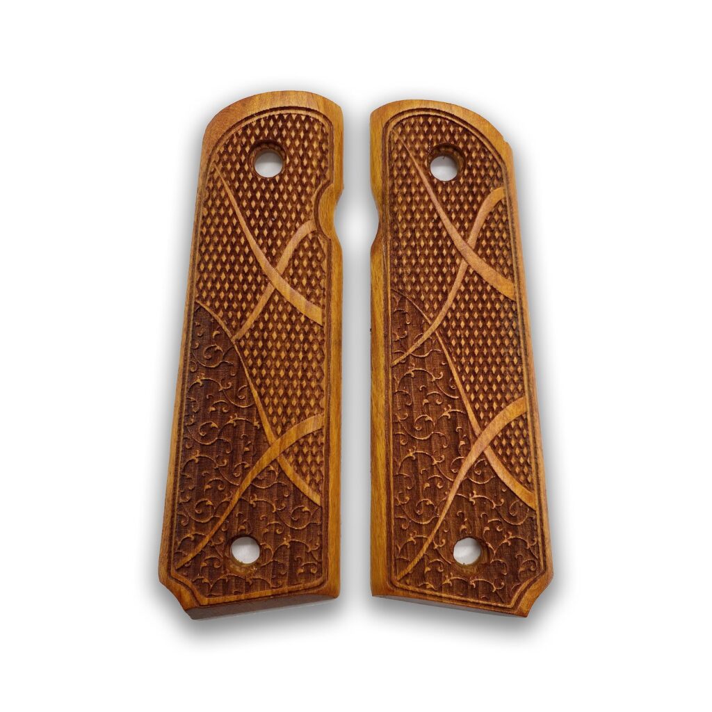1911 Geometric Lace & Stipple Beechwood Grips