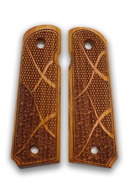 1911 Geometric Lace & Stipple Beechwood Grips
