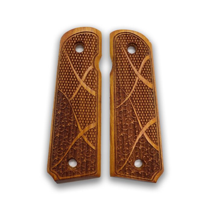 1911 Geometric Lace &Amp;Amp; Stipple Beechwood Grips