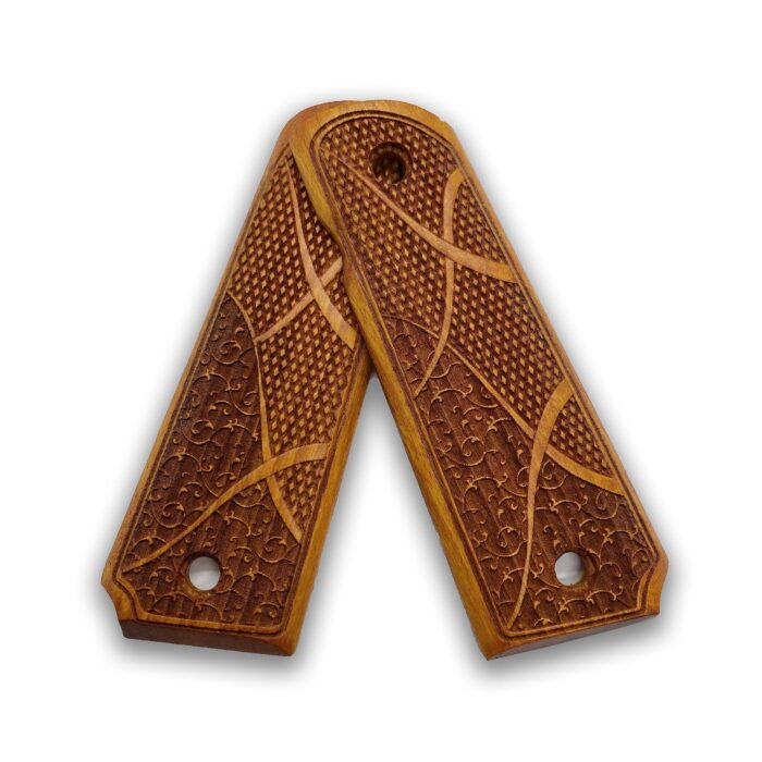 1911 Geometric Lace &Amp; Stipple Beechwood Grips - Image 4