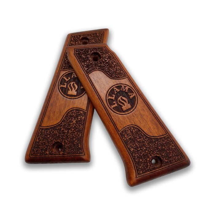 Beech Wood Pistol Grip For Llama 9Mm – Speckled Texture With Central Emblem - Image 2