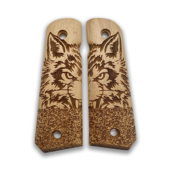 1911 Phantom Lynx Grips - Beechwood With Laser Engraved Design