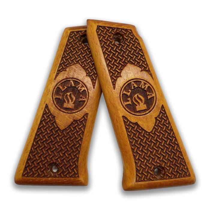 Beech Wood Pistol Grip For Llama 9Mm – Checkered Pattern &Amp; Central Medallion - Image 4