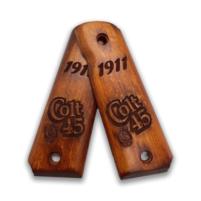 1911 Classic Colt Logo &Amp; 1911 Engraved Beechwood Grips - Image 4