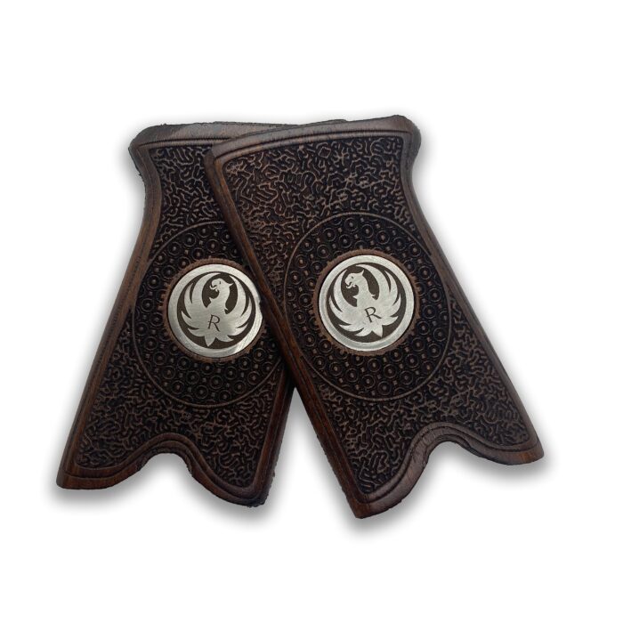 P91 Wooden Pistol Grip Handmade (Metal Logo Walnut | Wrinkled)