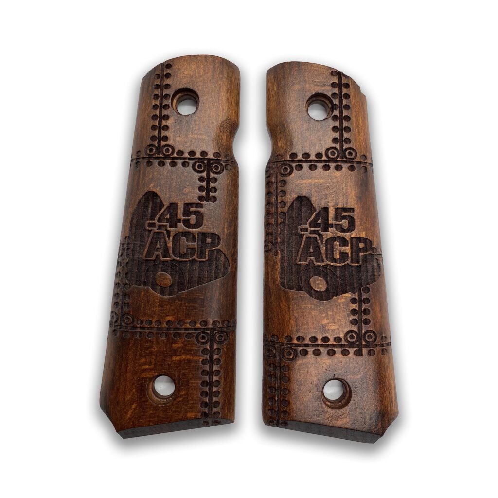 1911 Classic Engraved .45 ACP & Ammo Beechwood Grips