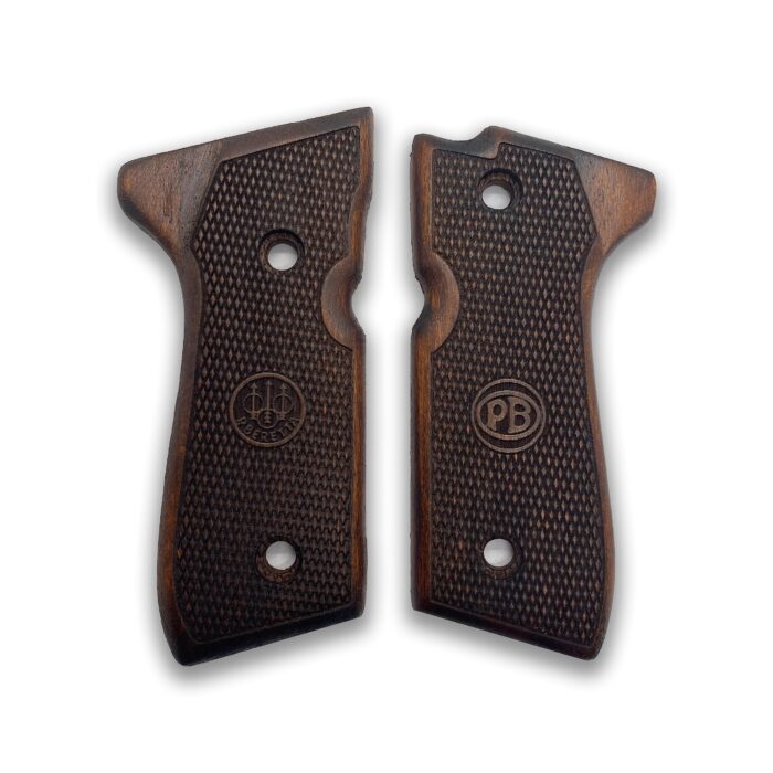 Beretta 92Fs Beechwood Grips - Initials &Amp;Amp; Diamond Mesh