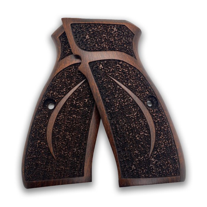 Beech Wood Cz 75 Grips - Crackled Texture With Elegant Borders - Image 4