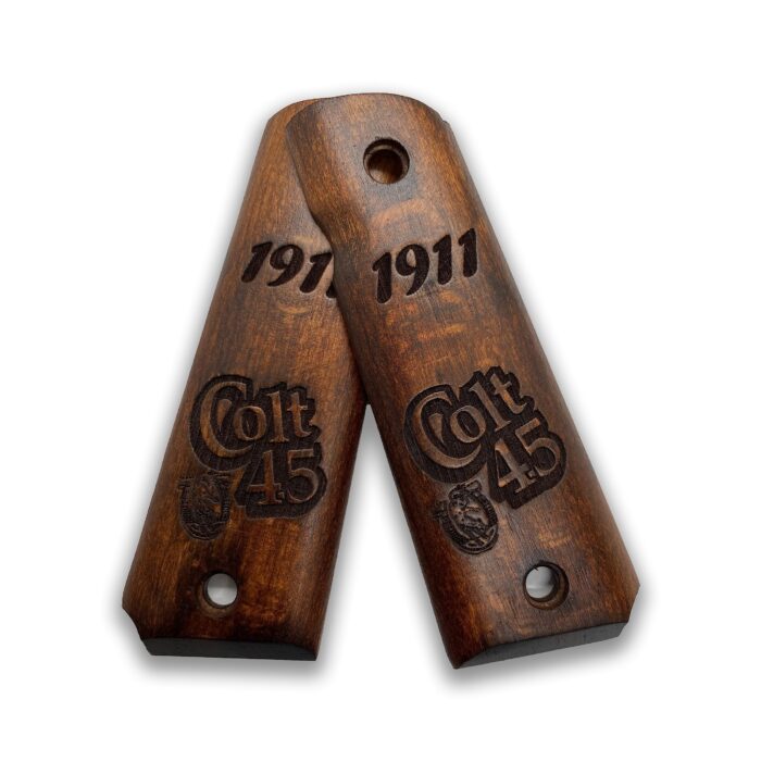 1911 Bold Engraved Colt Logo &Amp; 1911 Beechwood Grips - Image 4