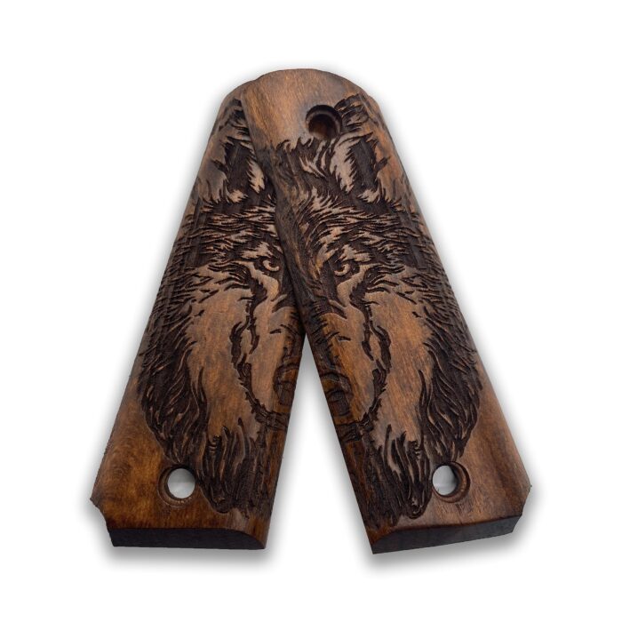 1911 Phantom Wolf Grips - Beechwood With Deep Carving - Image 4