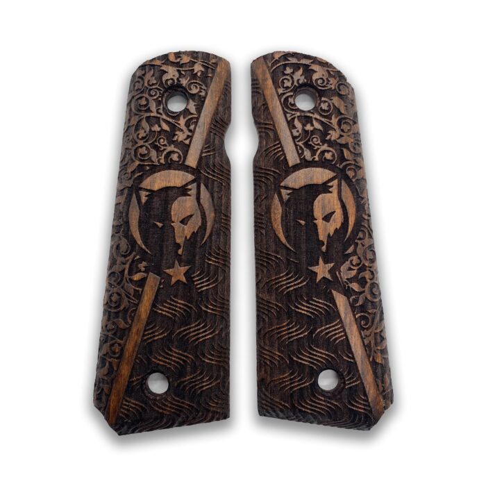 1911 Spartan Shield &Amp;Amp; Flame Beechwood Grips