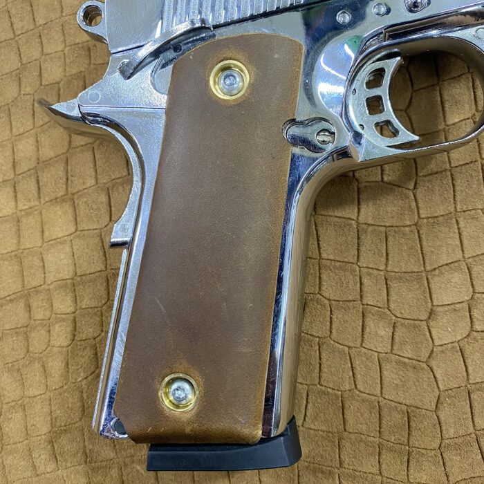 Beech Wood And Leather Grips For 1911 – Sleek And Refined - Image 3