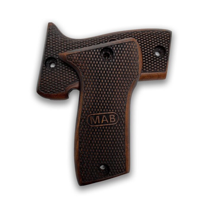 Beech Wood Pistol Grip For Mab Model D - Full Stippling With Mab Logo - Image 3
