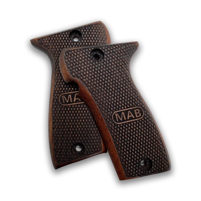 Beech Wood Pistol Grip For Mab Model D - Full Stippling With Mab Logo - Image 2