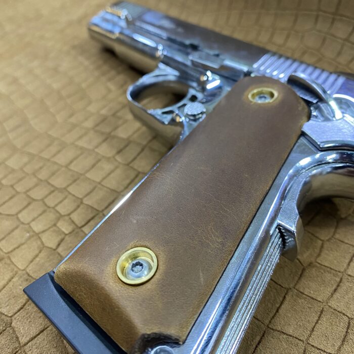Beech Wood And Leather Grips For 1911 – Sleek And Refined - Image 4