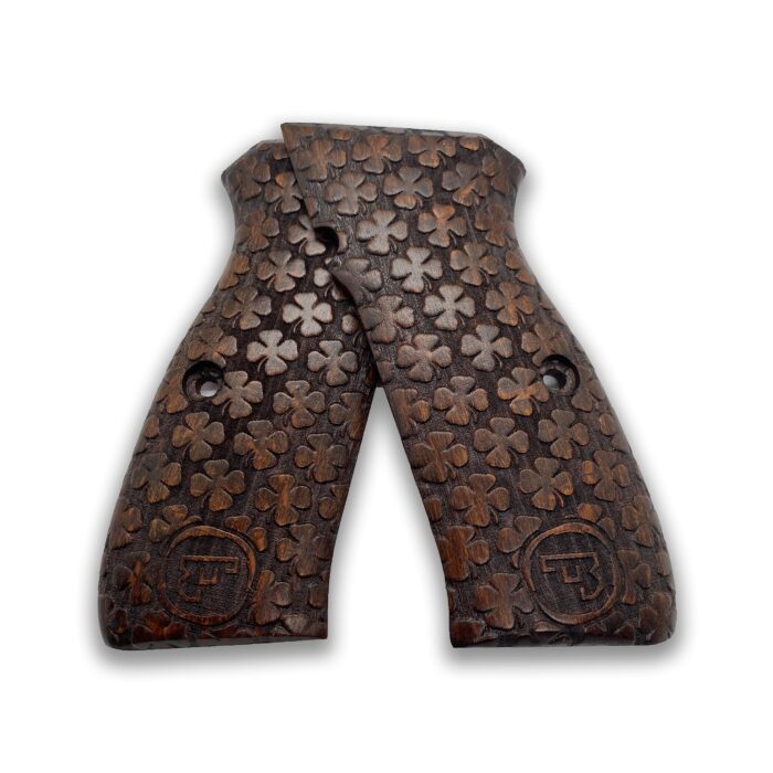 Beech Wood Cz 75 Grips - Embossed Clover Pattern - Image 4