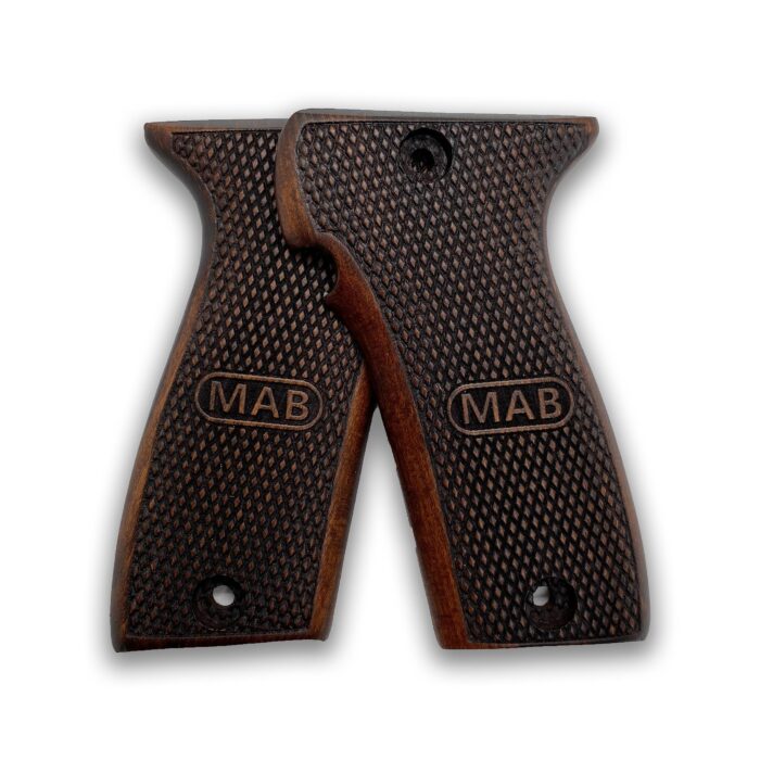 Beech Wood Pistol Grip For Mab Model D - Full Stippling With Mab Logo - Image 4