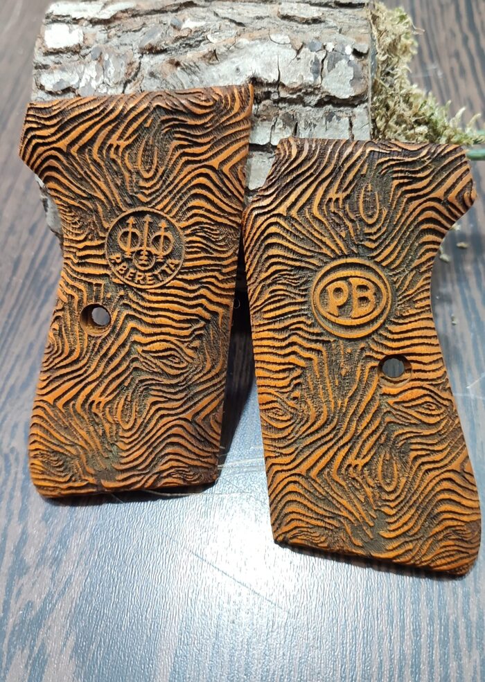 Beech Wood Beretta Grip For Beretta 51 52 - Woodgrain-Inspired Texture With Emblem - Image 2