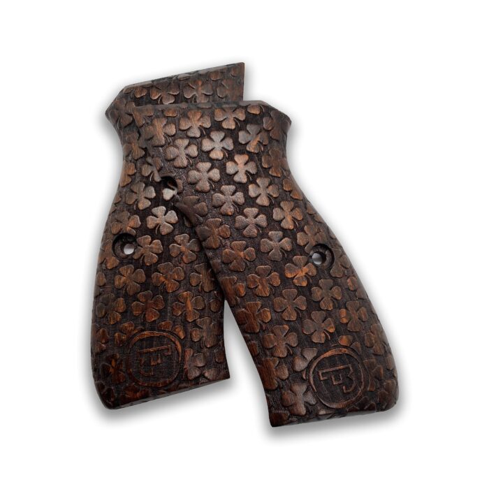Beech Wood Cz 75 Grips - Embossed Clover Pattern - Image 2