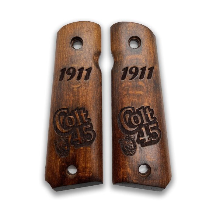 1911 Bold Engraved Colt Logo &Amp;Amp; 1911 Beechwood Grips