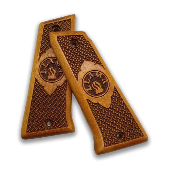 Beech Wood Pistol Grip For Llama 9Mm – Checkered Pattern &Amp; Central Medallion - Image 2