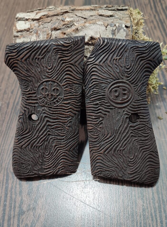 Beech Wood Beretta Grip For Beretta 51 52 - Swirling Woodgrain Pattern With Emblem - Image 2