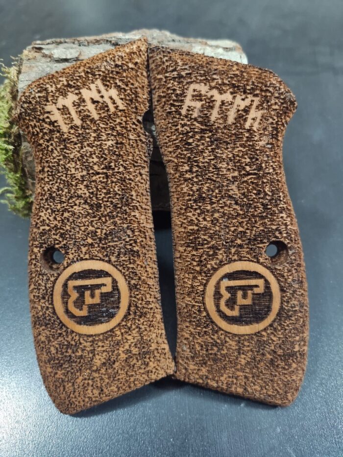 Beech Wood Cz 75 Grips - Speckled Texture With Emblem - Image 2