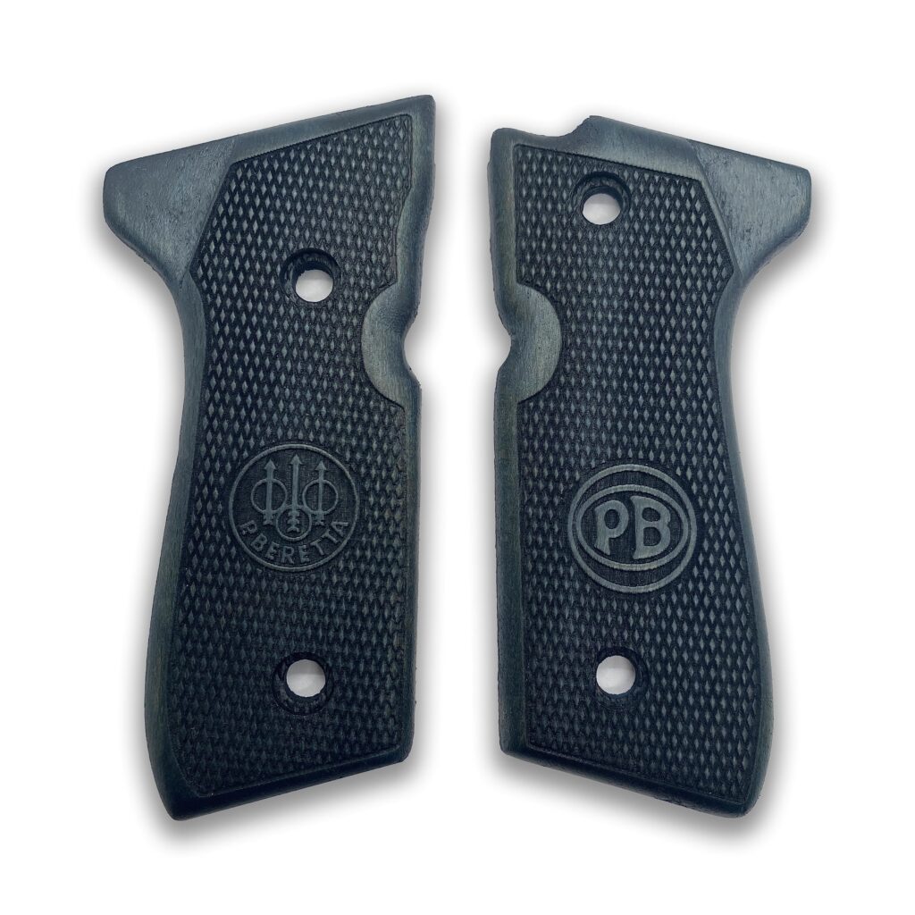 Beretta 92FS Beechwood Grips - Initials & Diamond Plate