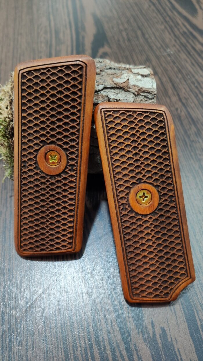 Tokarev M57 Beechwood Grips - Diamondback Pattern, Handcrafted - Image 3