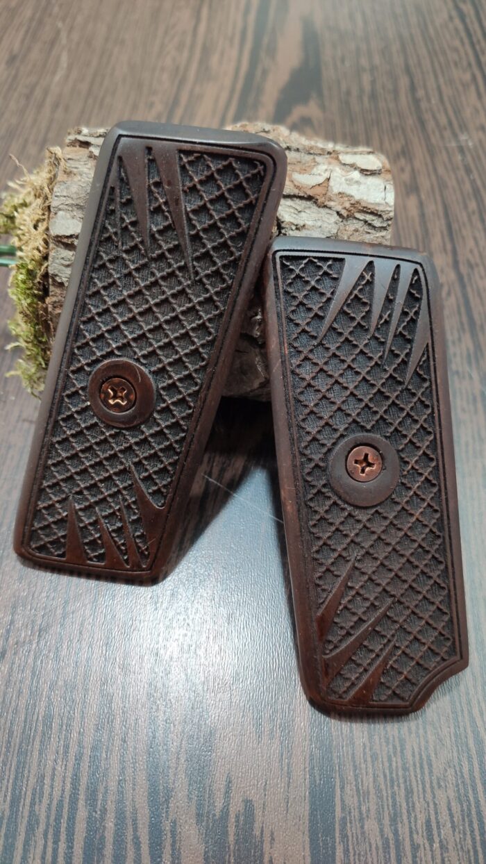 Tokarev M57 Beechwood Grips - Double Diamond Pattern, Handcrafted - Image 3