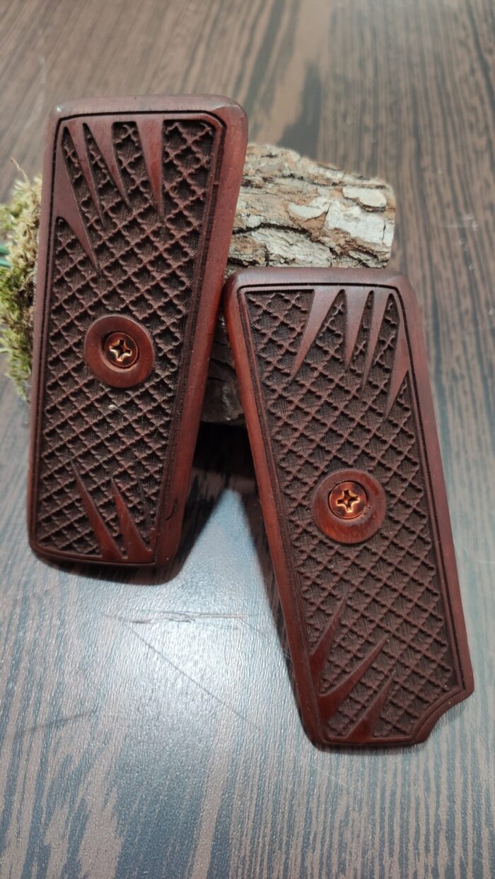 Tokarev M57 Beechwood Grips - Basketweave Pattern, Handcrafted - Image 3