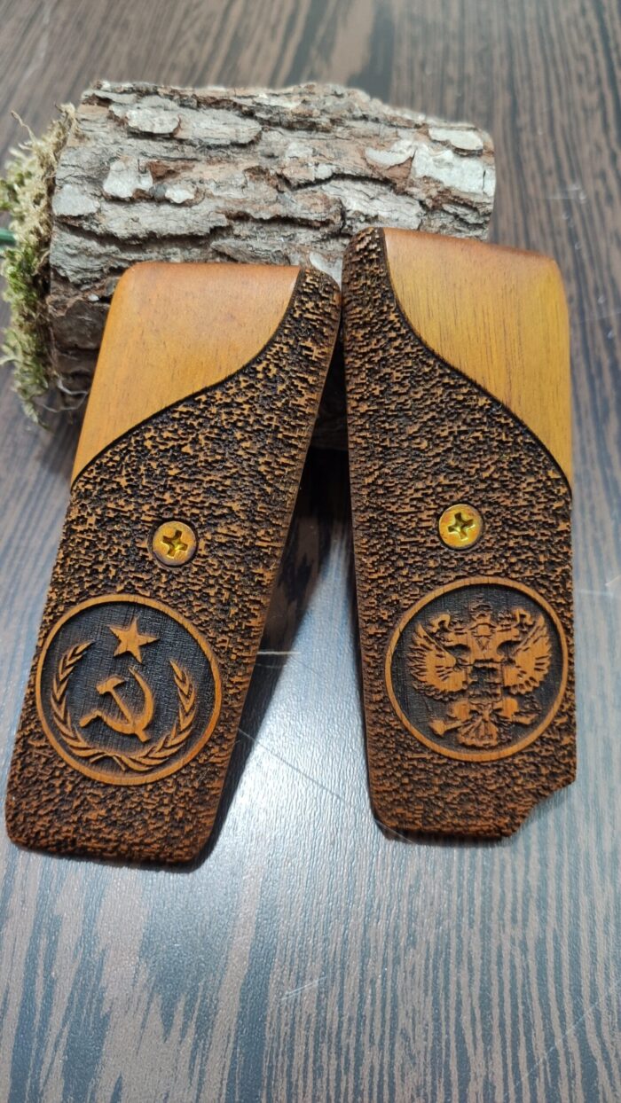 Tokarev M57 Walnut Grips - Geometric Pattern, Handcrafted - Image 3